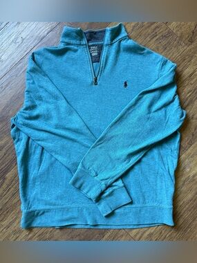 Polo Ralph Lauren Quarter Zip Pullover XL Teal Blue Classic Preppy Sweatshirt